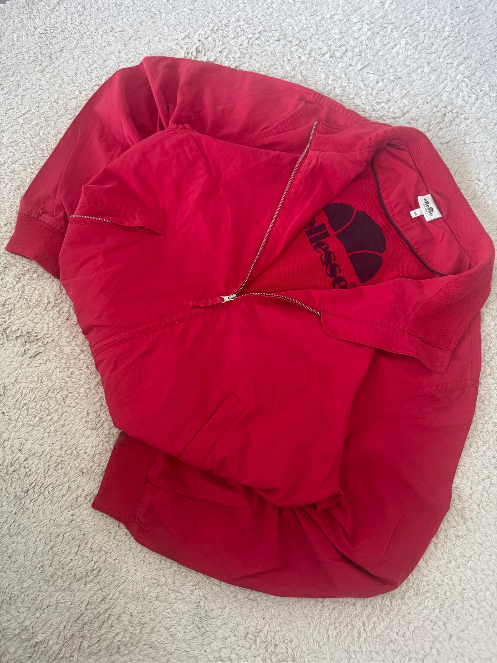 Ellesse Harrington Jas Rood Bomber Rits Katoenmix Vintage Casual XXL – photo 3